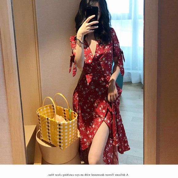 Sexy V Neckline belted floral Dress M L XL 2XL - Picture 7 of 8